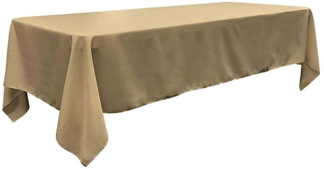 Rectangular Taupe Polyester Tablecloth 60×144 Inch Classic Décor for Weddings, Parties & Banquets